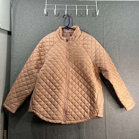 Belle by Kim Gravel Quilted Zip-Front Womens Jacket Rose Gold Size X-Large - Picture 1 of 13